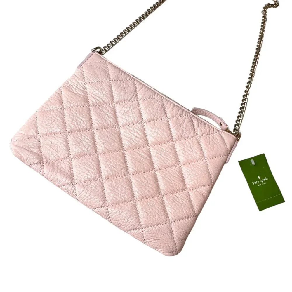 NWT Kate Spade Quilted Leather Shoulder Crossbody Bag Petal Pink Coquette Girly